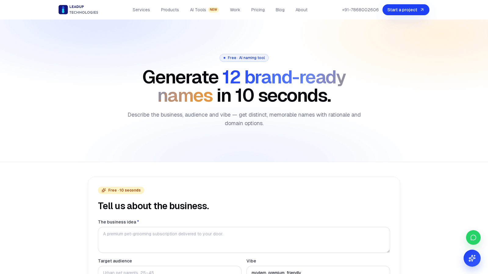 Business Name Generator preview